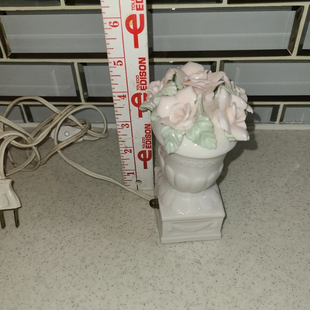 Vintage Faux Floral Ceramic Accent with Pink and Green